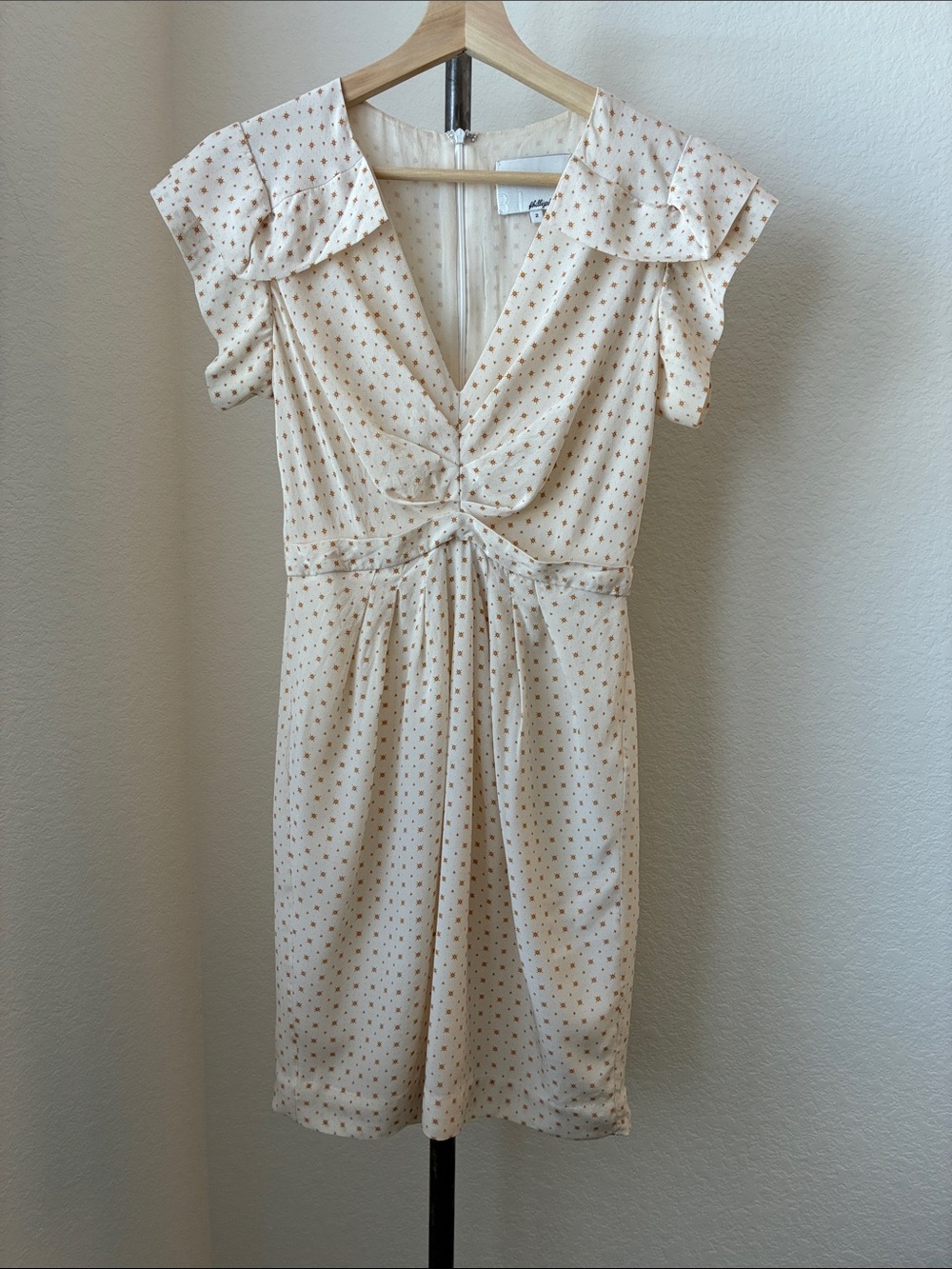 3.1 Phillip Lim sz 2 Silk Cream Dress Tiny Golden Stars Feminine